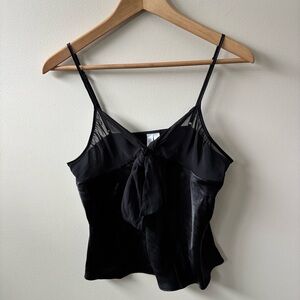 Black Satin Camisole with Sheer Details